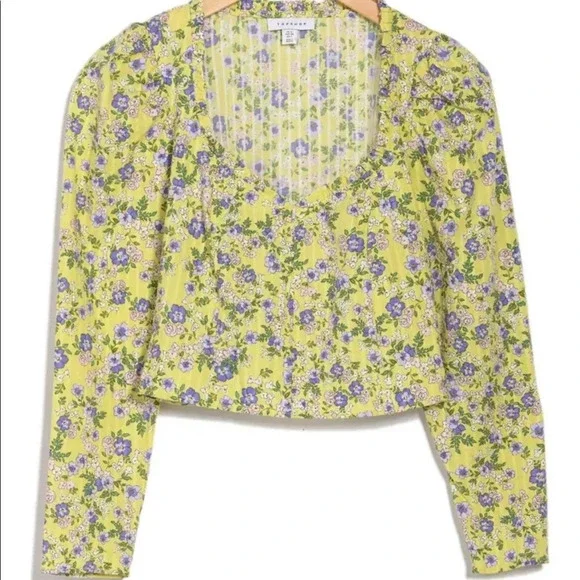 New Floral TopShop Cropped Blouse - Picture 3 of 8